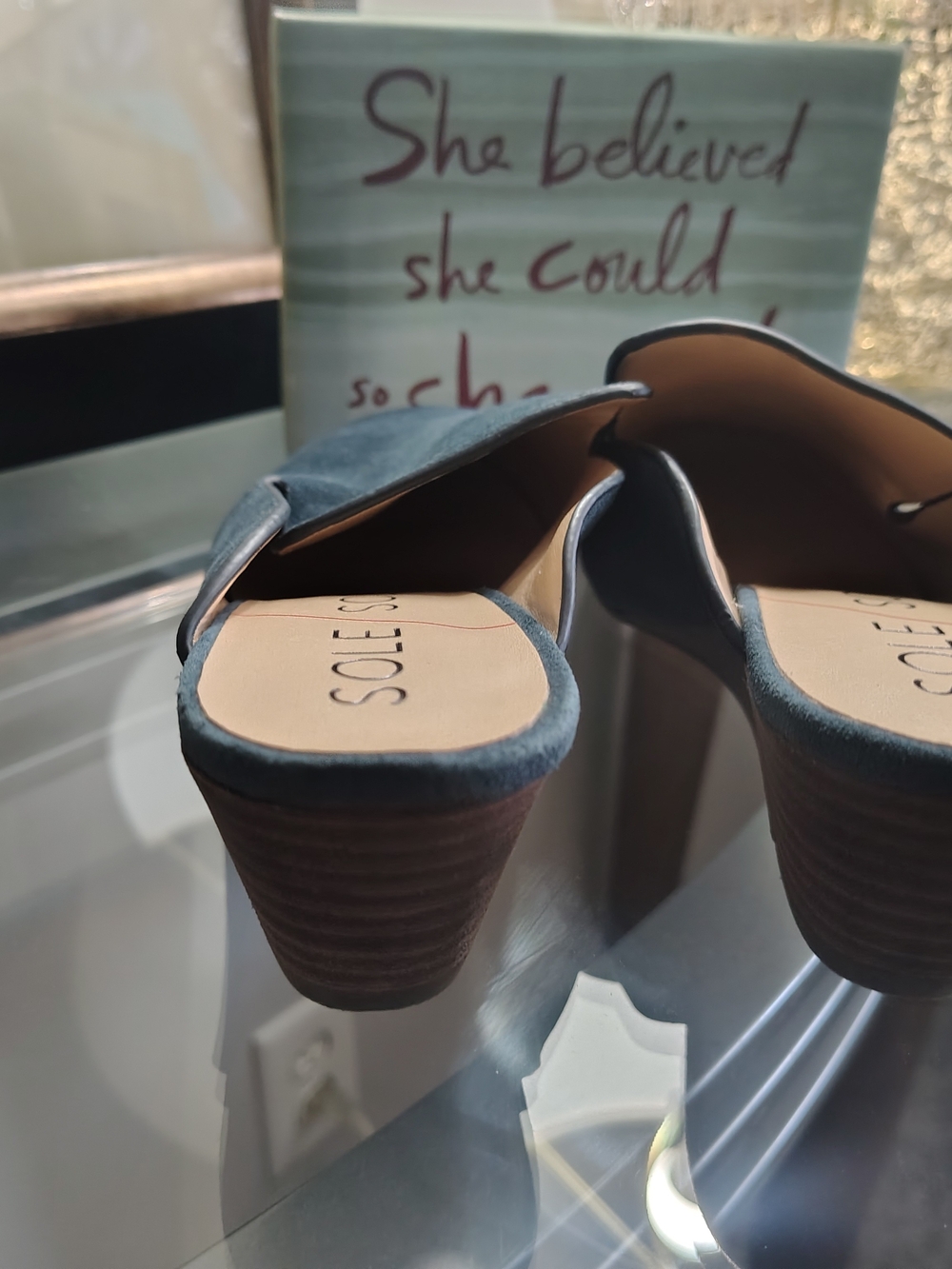 Sole Society Teal Suede Slip-On Mules - Picture 3 of 6